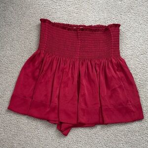 KOCH Elegant High Waist Red Smocked Shorts